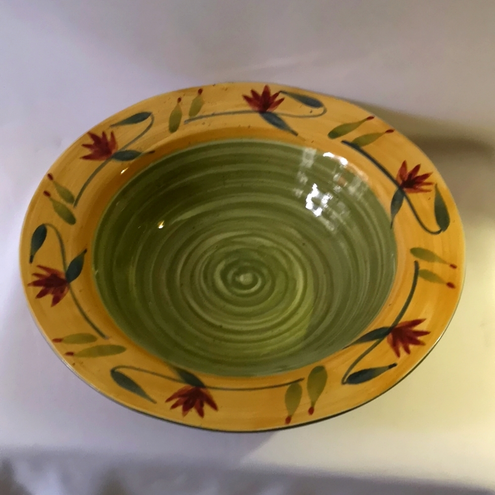 Large Pier 1 Hand-painted Display or Serving Bowl, Pattern is Elizabeth, Floral